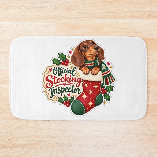Item preview, Official Stocking Inspector Dachshund Christmas designed and sold by badburropress.