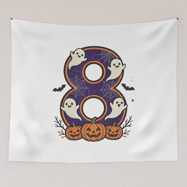 Item preview, Halloween Number 8 Ghosts Pumpkins Spooky Design designed and sold by ArtDesignTp.