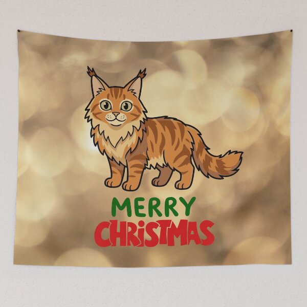 Item preview, Cute Maine Coon Cat Merry Christmas Holiday Art designed and sold by stormk10.