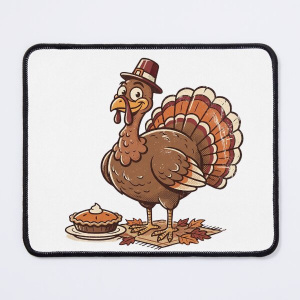 Item preview, Retro Cartoon Thanksgiving Turkey with Pilgrim Hat and Pumpkin Pie designed and sold by abdelski.