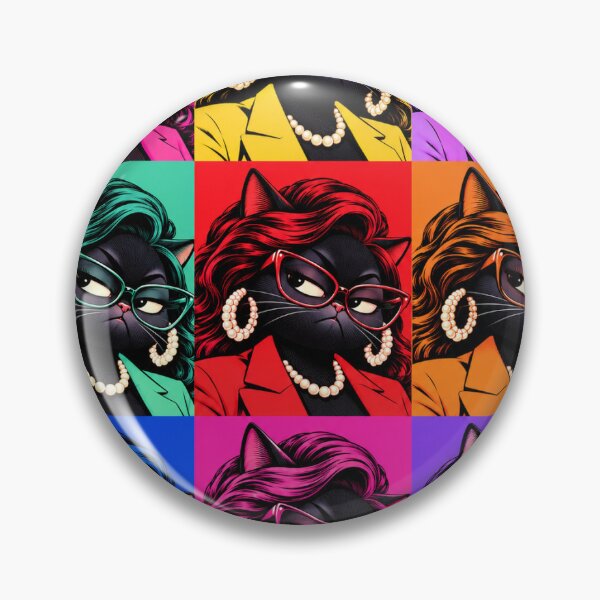 Item preview, Pop Art Side-Eye Cat – Colorful Glam Black Cat Grid designed and sold by InspireHerTribe.