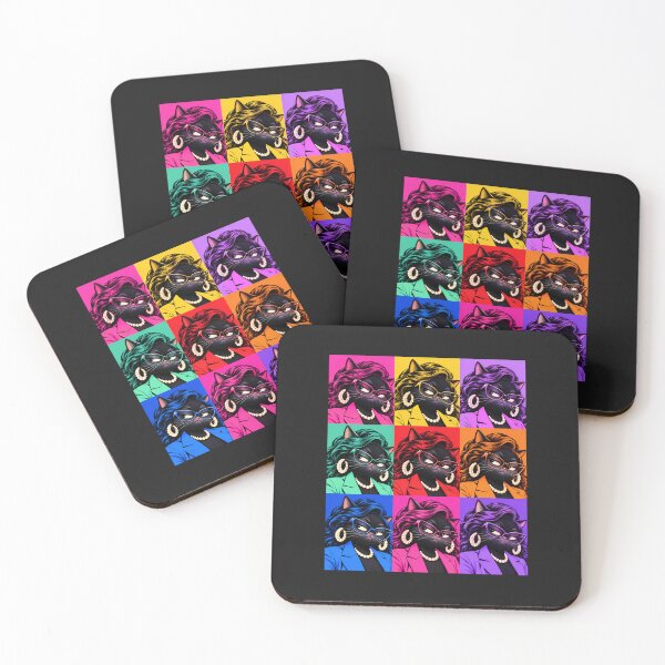 Item preview, Pop Art Side-Eye Cat – Colorful Glam Black Cat Grid designed and sold by InspireHerTribe.