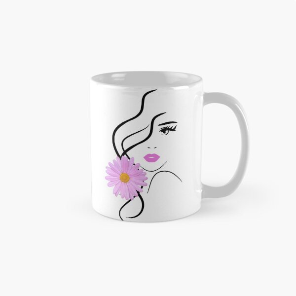 Item preview, Pretty Girl Face Pink Marguerite Flower White Black Shapes Mania designed and sold by Shapes-Mania.