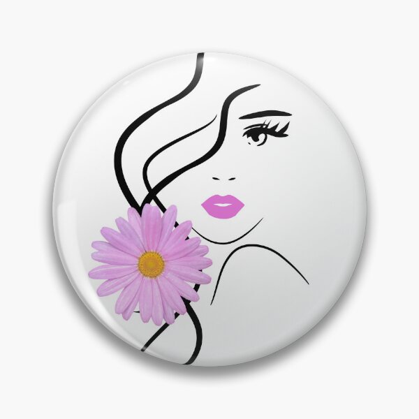 Item preview, Pretty Girl Face Pink Marguerite Flower White Black Shapes Mania designed and sold by Shapes-Mania.