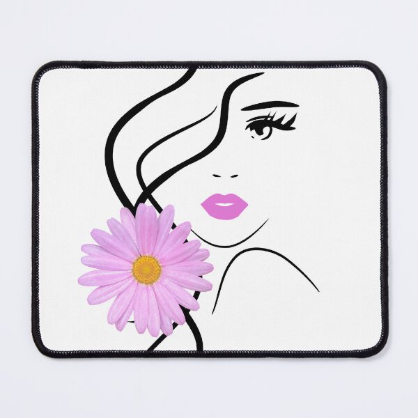 Item preview, Pretty Girl Face Pink Marguerite Flower White Black Shapes Mania designed and sold by Shapes-Mania.