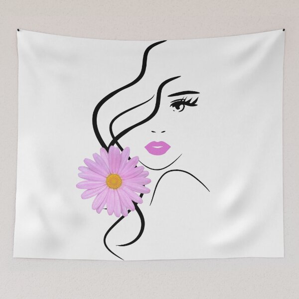 Item preview, Pretty Girl Face Pink Marguerite Flower White Black Shapes Mania designed and sold by Shapes-Mania.