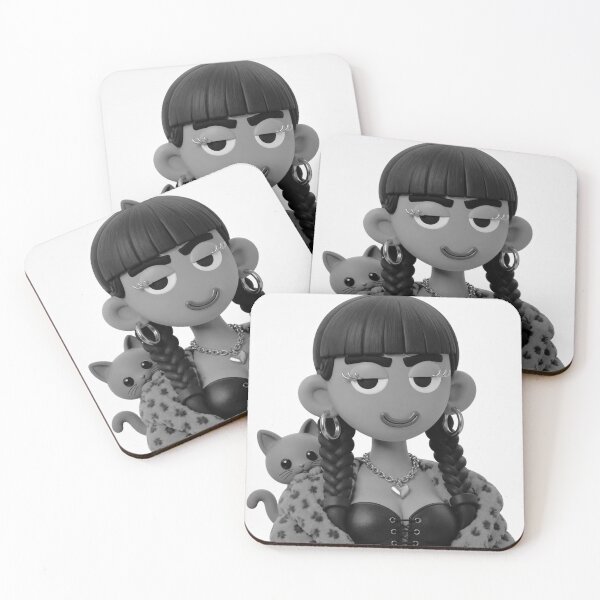 Item preview, Black and White Goth Doll and Cat designed and sold by GorgezBoo.