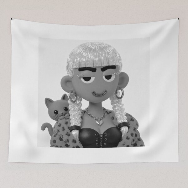 Item preview, Black and White Goth Doll and Cat designed and sold by GorgezBoo.