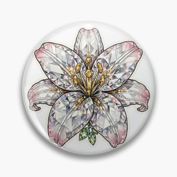 Item preview, White Lily Crystal Sticker - Diamond Blush Flower designed and sold by FineLineBotanical .