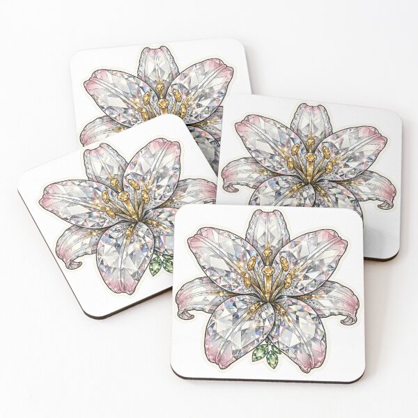Item preview, White Lily Crystal Sticker - Diamond Blush Flower designed and sold by FineLineBotanical .