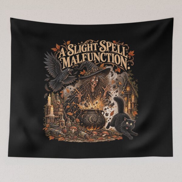 Item preview, A Slight Spell Malfunction – Funny Gothic Witch Design designed and sold by Scarlett-Goods.