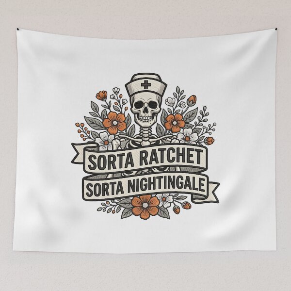 Item preview, Sorta Ratchet Sorta Nightingale Nursing Humor Floral designed and sold by ArtDesignTp.