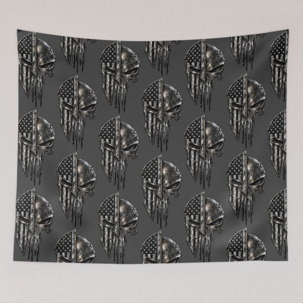 Item preview, Blackout American Spartan Skull – Distressed Tactical Flag Warrior designed and sold by artistwill.