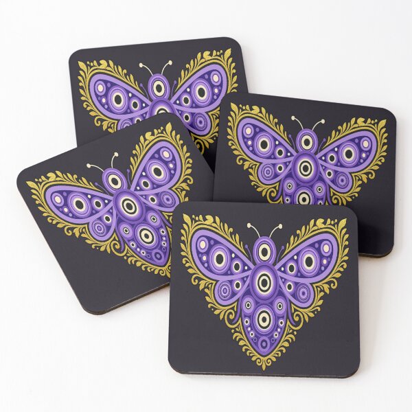 Item preview, Mystic Evil Eye Butterfly - Purple Abstract Retro Mandala Pattern designed and sold by Breezes-of-Ida.