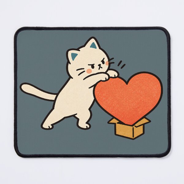 Item preview, Cat Trying to Fit a Giant Heart Into a Tiny Box designed and sold by  MAD's Recreation Studio.