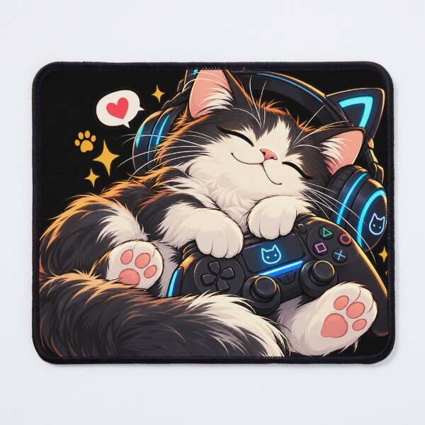 Item preview, Cozy Gamer Cat With Headphones designed and sold by TamagotchiArt.
