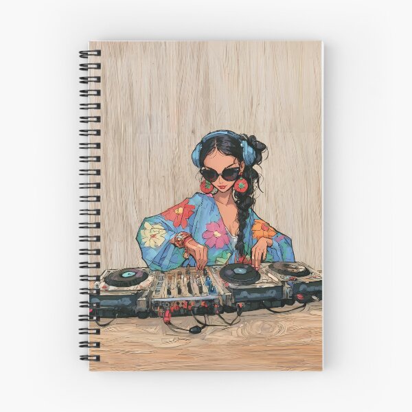 Item preview, Anime DJ Girl Floral Kimono Turntable Art designed and sold by Lunat1kk.