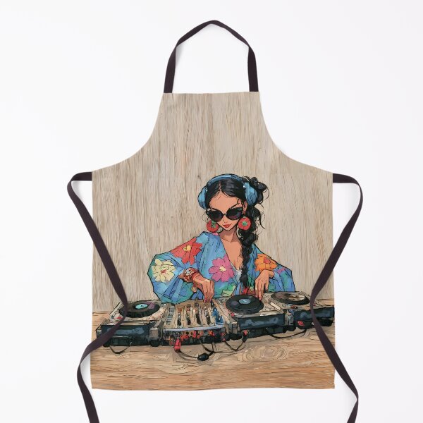 Item preview, Anime DJ Girl Floral Kimono Turntable Art designed and sold by Lunat1kk.