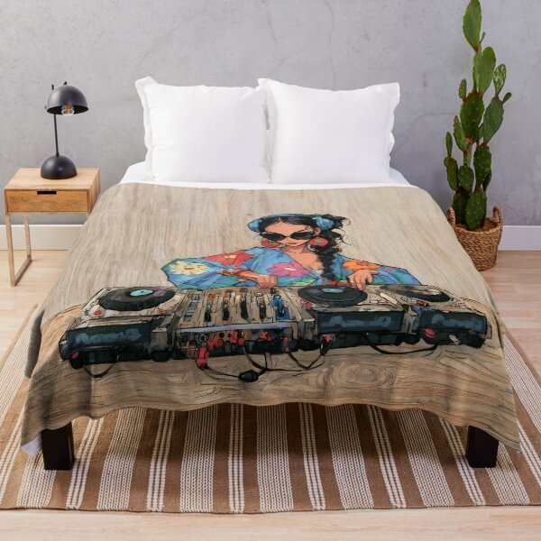 Item preview, Anime DJ Girl Floral Kimono Turntable Art designed and sold by Lunat1kk.