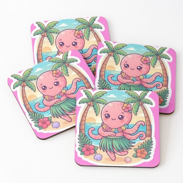 Item preview, Pink Hawaiian octopus designed and sold by Azurart2.