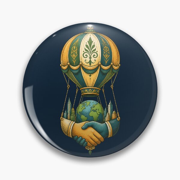Item preview, Global Unity Handshake Hot Air Balloon Illustration designed and sold by Fun2Fentastic.