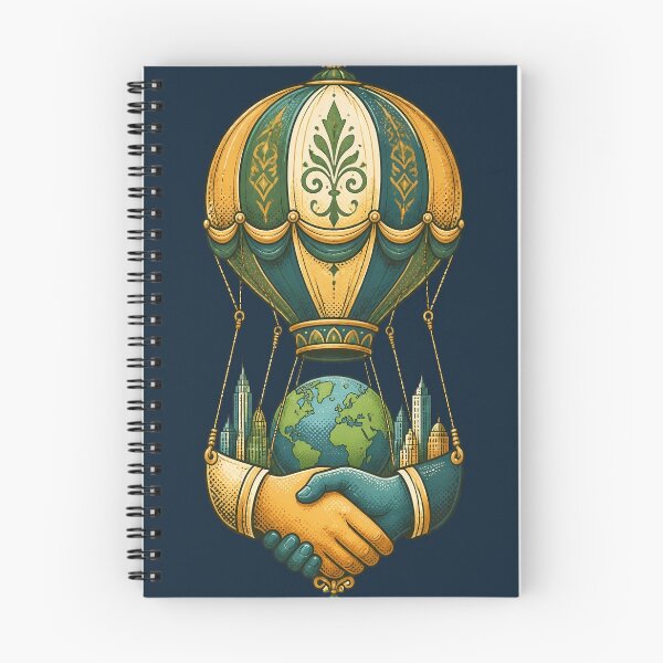 Item preview, Global Unity Handshake Hot Air Balloon Illustration designed and sold by Fun2Fentastic.