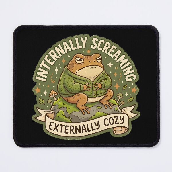Item preview, Internally Screaming Externally Cozy – Cozy Toad Cardigan Meme Design designed and sold by Fuechse.