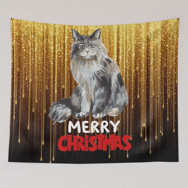 Item preview, Cute Maine Coon Cat Merry Christmas Holiday Art designed and sold by stormk10.