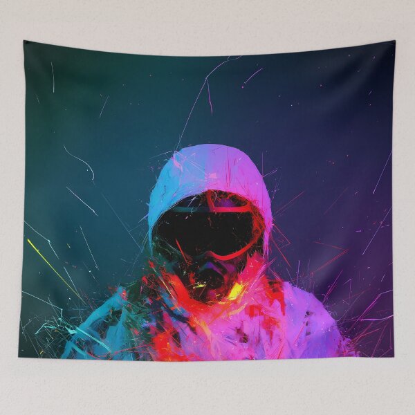Item preview, Cyberpunk Hooded Figure Neon Goggles Art designed and sold by Lunat1kk.
