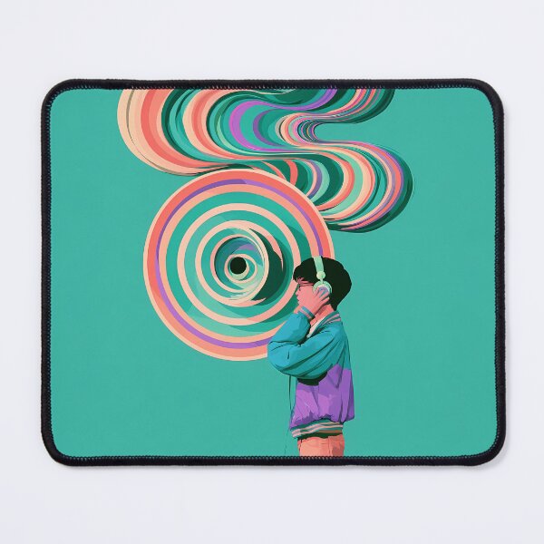Item preview, Psychedelic Sound Waves Boy Headphones Retro Art designed and sold by Lunat1kk.