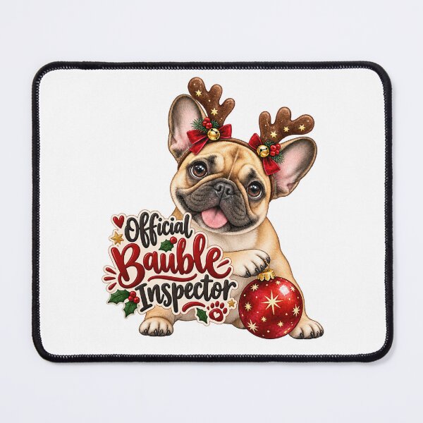 Item preview, Official Bauble Inspector French Bulldog Christmas designed and sold by badburropress.
