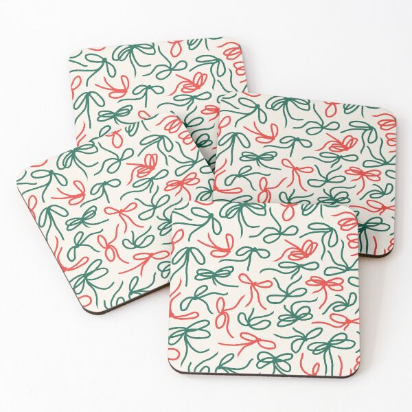 Item preview, Ribbon Bows 01 | Pink Green Coral Christmas Bow Pattern on Cream designed and sold by MarleneCanto.