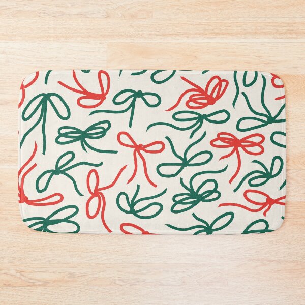 Item preview, Ribbon Bows 01 | Pink Green Coral Christmas Bow Pattern on Cream designed and sold by MarleneCanto.