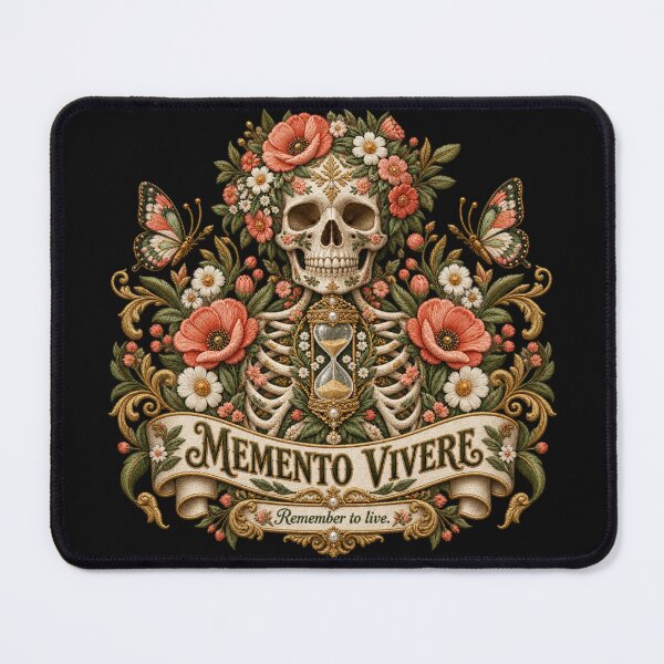 Item preview, Memento Vivere Floral Skull – Remember to Live Embroidered Folk Art designed and sold by Emoji Emblems.