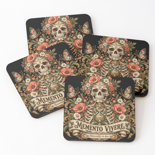 Item preview, Memento Vivere Floral Skull – Remember to Live Embroidered Folk Art designed and sold by Emoji Emblems.
