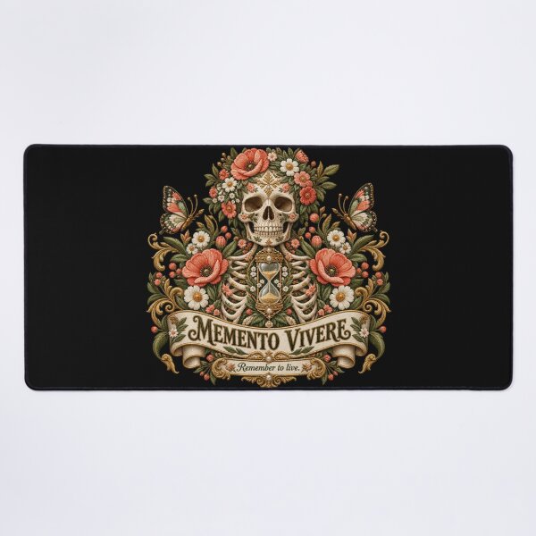 Item preview, Memento Vivere Floral Skull – Remember to Live Embroidered Folk Art designed and sold by Emoji Emblems.