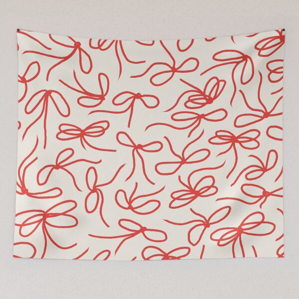 Item preview, Ribbon Bows 04 | Coral Red Christmas Bow Pattern on Cream designed and sold by MarleneCanto.