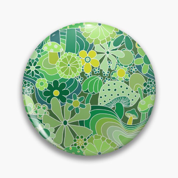 Item preview, Groovy Mushroom Garden in Avocado Green designed and sold by YesterdayColl.