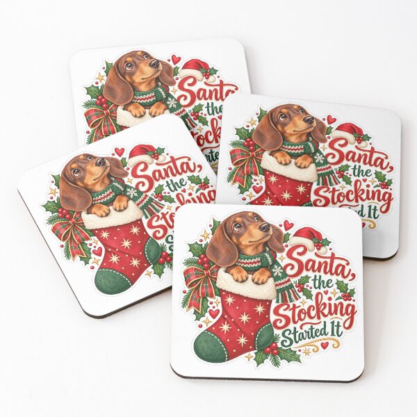 Item preview, Santa the Stocking Started It Dachshund Christmas designed and sold by badburropress.