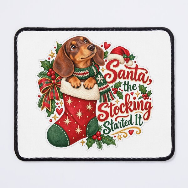 Item preview, Santa the Stocking Started It Dachshund Christmas designed and sold by badburropress.