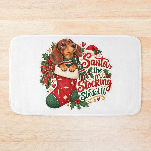 Item preview, Santa the Stocking Started It Dachshund Christmas designed and sold by badburropress.