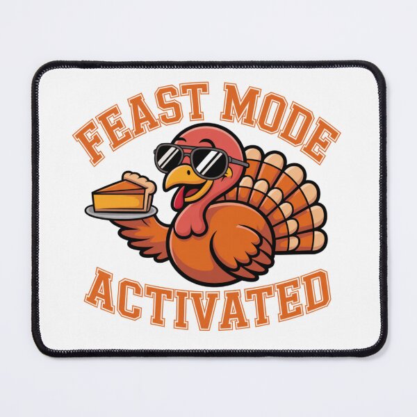 Item preview, feast mode active turkey with sunglasses and pie cartoon graphic designed and sold by DariaOltes.