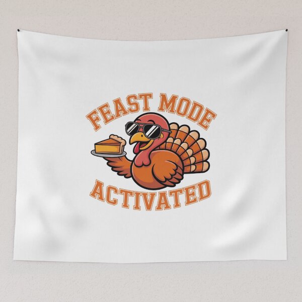 Item preview, feast mode active turkey with sunglasses and pie cartoon graphic designed and sold by DariaOltes.