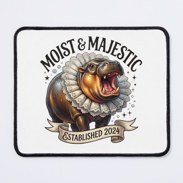 Item preview, Moist and Majestic Established 2024 – Royal Pygmy Hippo Meme Illustration designed and sold by Fuechse.