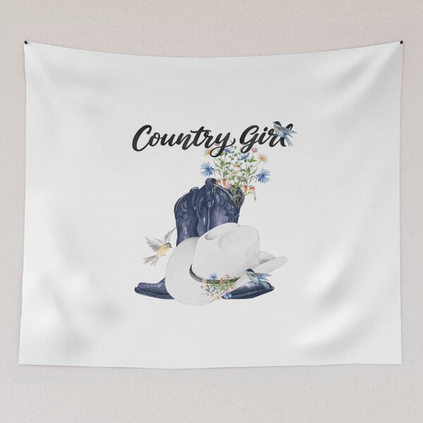 Item preview, Country Girl with Cowboy Boots, Wildflowers & Birds designed and sold by JeweledDesigns.