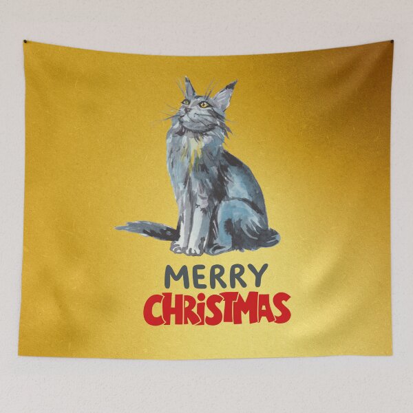 Item preview, Cute Maine Coon Cat Merry Christmas Holiday Art designed and sold by stormk10.