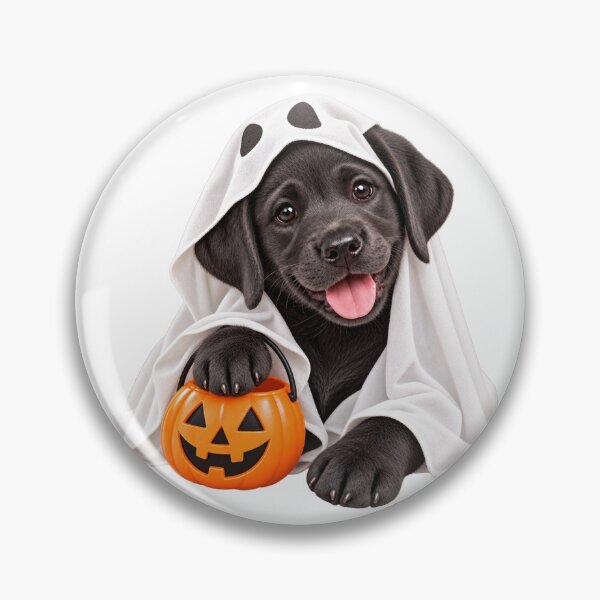 Item preview, Cute Black Lab Ghost Puppy Halloween designed and sold by CustomStickerAI.