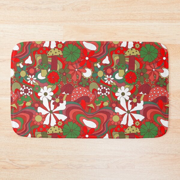 Item preview, Groovy Mushroom Garden in Christmas Red + Green designed and sold by YesterdayColl.