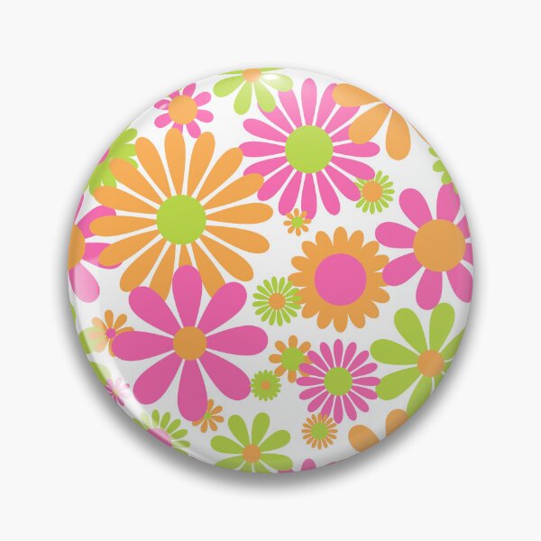 Item preview, Sunshine Day Daisies in Lime Pink + Orange designed and sold by YesterdayColl.