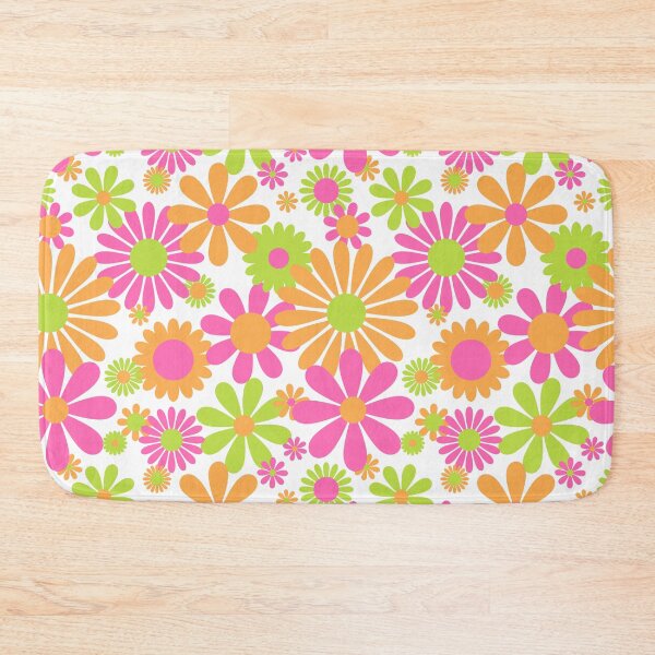 Item preview, Sunshine Day Daisies in Lime Pink + Orange designed and sold by YesterdayColl.